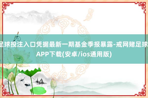 足球投注入口凭据最新一期基金季报暴露-戒网赌足球-APP下载(安卓/ios通用版)