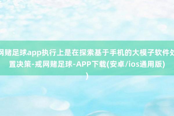 网赌足球app执行上是在探索基于手机的大模子软件处置决策-戒网赌足球-APP下载(安卓/ios通用版)