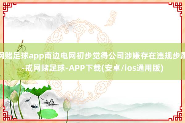 网赌足球app南边电网初步觉得公司涉嫌存在违规步履-戒网赌足球-APP下载(安卓/ios通用版)